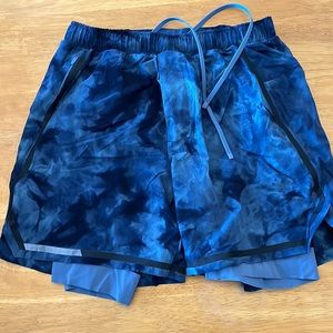 Lululemon Men’s Surge Lined Short 6” w/ 7” Liner, Blue, Size Medium